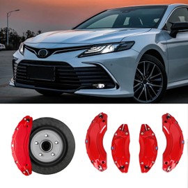 Caliper Covers for Compatible with for Camry 2019-2024 RAV4 2020-2024 17 in 18 in Wheel Hub fit Front and Rear Car Brake Caliper Cover (RED)