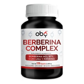 Berberina Hcl 1000mg Piperina Curcuma Oby Glucontrol 120 Capsulas