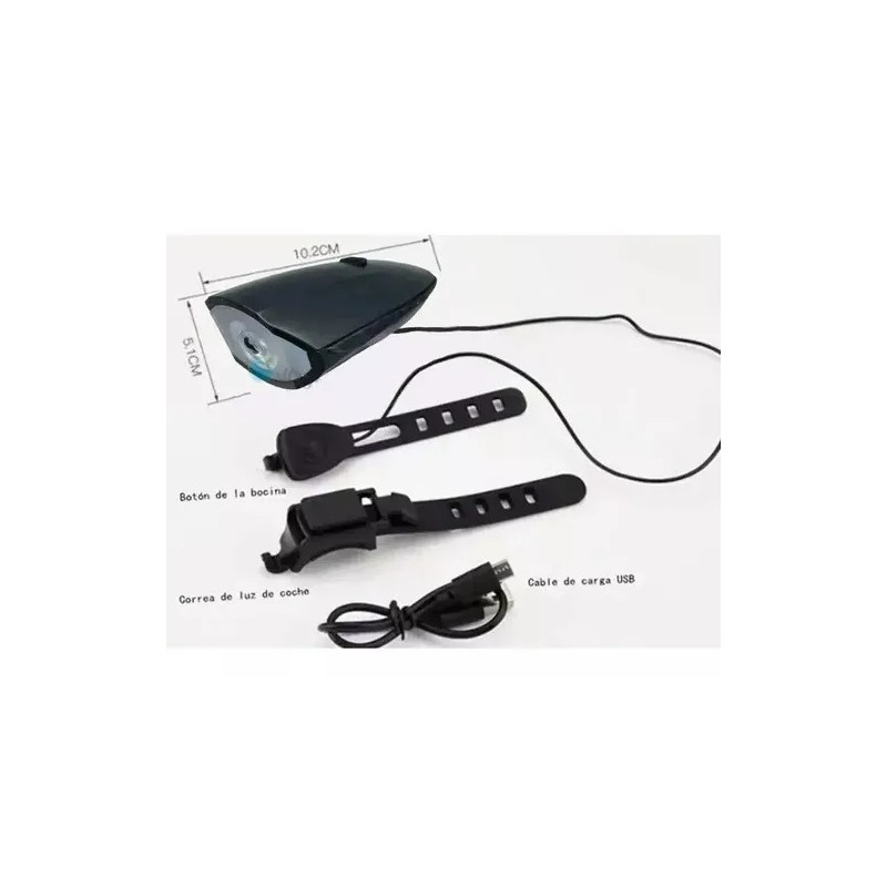 MIITONG Lampara Faro Bicicleta Recargable Luz Led Impermeable Cláxon