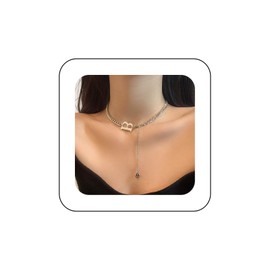 Yienate Punk Initial B Choker Necklace Vintage Silver B Letter Pendant Necklace Monogram Name Y Necklace Cuban Link Chain Choker Rock Specification B Necklace Jewellery for Women and Girls