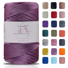 Makromecity, Polyester Macrame Cord 2mm x 250 Yards (750 feet) 2mm Polypropylene Macrame Cord for Macrame Art & Crafts for Wall Hangings, Bags, Underplate, Rug (29 Colors Available)