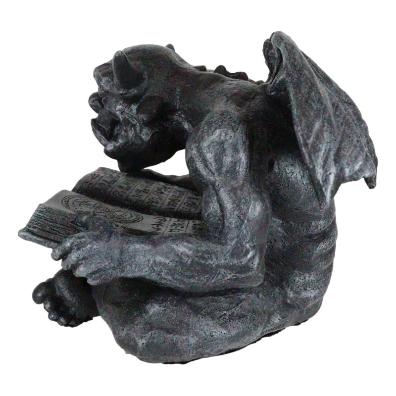 Notre Dame Horned Gargoyle With Spell Book Statue Demonic Bibliography