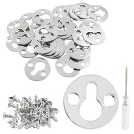 HARSKIYER 25 mm / 1 Inch Metal Keyhole Hangers, 30 Pcs Round Type Shelf Brackets, Silver Keyhole Mounting Plate with Screws for Picture Frame, Wall