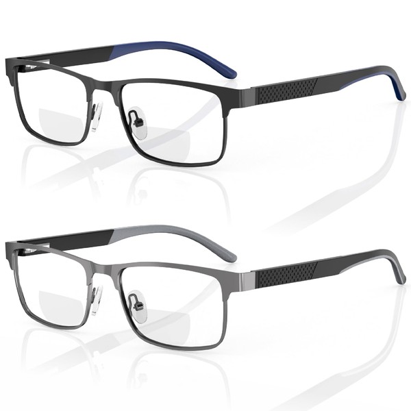 LianSan 2Pack Bifocal Reading Glasses - for Men Women,Top Clear