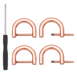 PATIKIL 1/2 Inch D-Rings Screw in Shackle, 4 Pcs Horseshoe Clasp U Shape D Rings with Screwdriver for Purse Keychain Strap Buckle DIY Leather Craft, Rose Gold