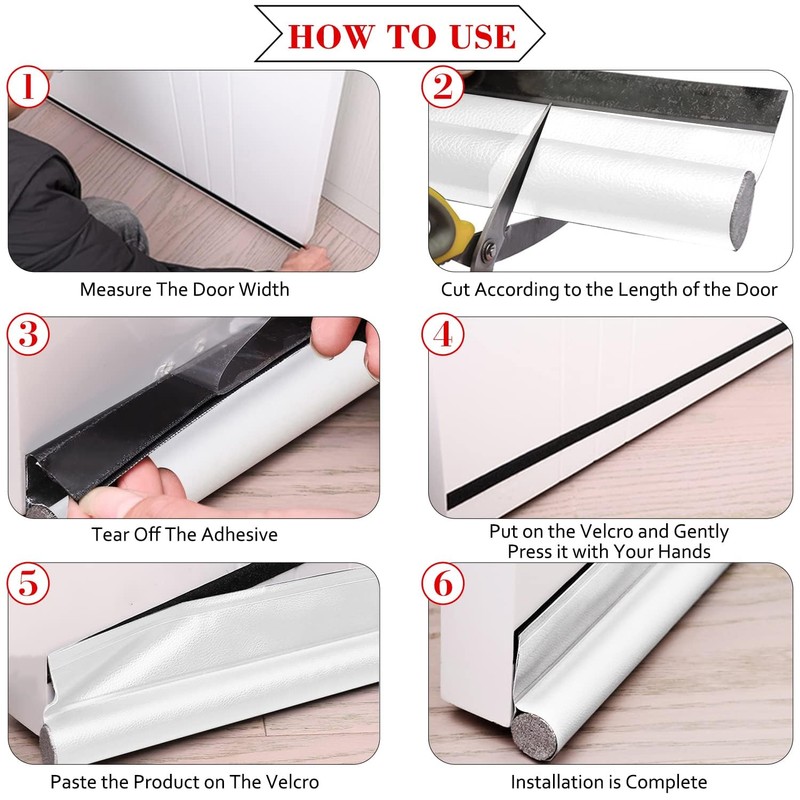 2 x 96 cm white draught excluder for doors, draught