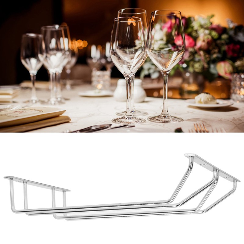 Stainless Steel Double Row Wine Glass Stemware Rack Hanging Stemware