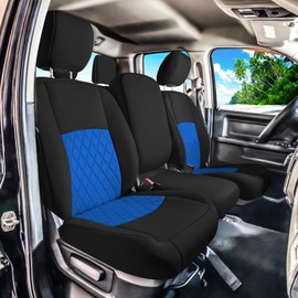 FH Group Custom Fit Car Seat Covers Specifically Made for Dodge Ram 1500 2011-2018 & Ram 1500 Classic 2019-2025 Quad Cab, Front Set Blue Ultraflex Neoprene, Seat Covers for RAM Pickup