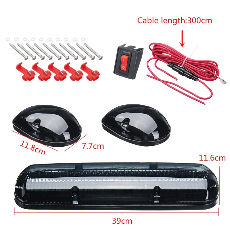 dreamrefit 3x Smoke Cab Roof Running Amber LED Light For