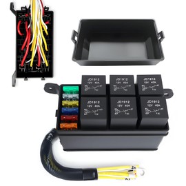 12V 6-Way Fuse Relay Box Block, Universal Panel for Automotive Car Marine Boat