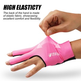 FITFIV Billiards Glove Professional 3-Finger Pool Glove for Left Hand, Snooker Cue Gloves for Men and Women