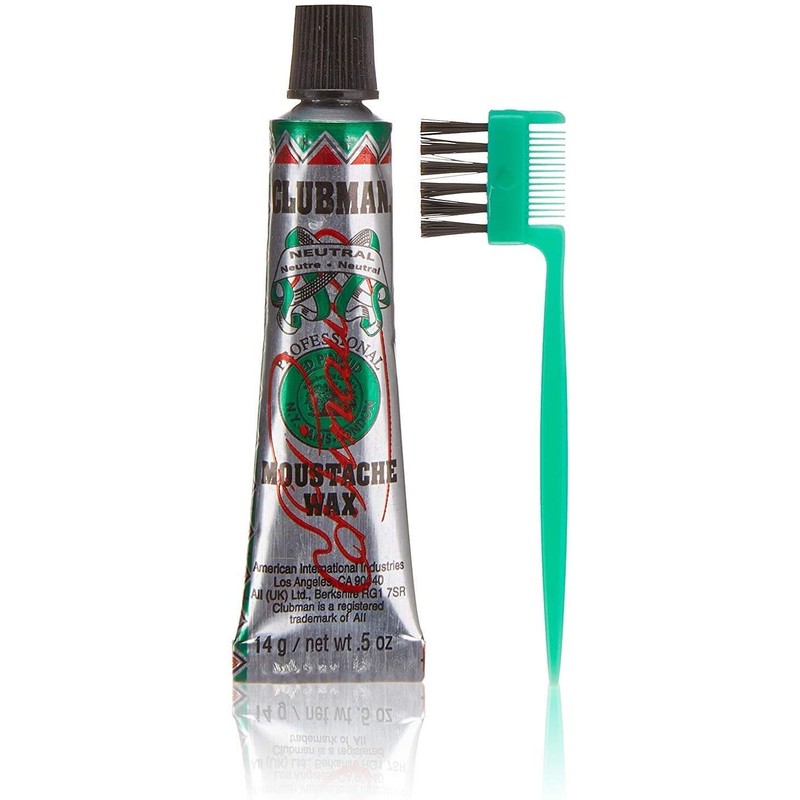 Clubman Moustache Wax with Brush Comb - Neutral 14g