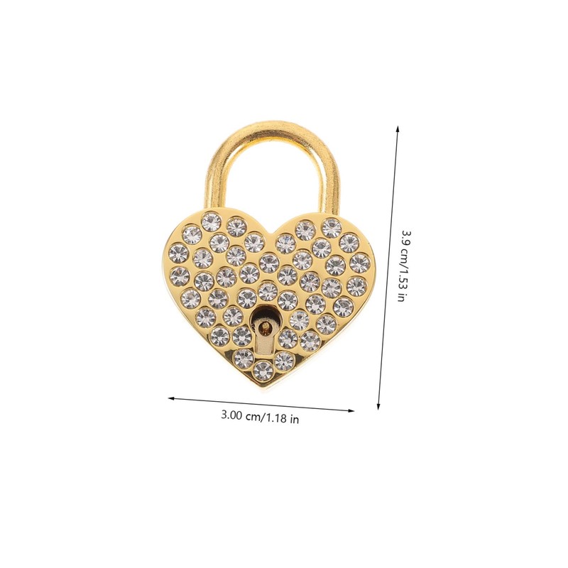 WOONEKY 2Pcs Gold Heart Shaped Padlock with Sparkly Rhinestones Love