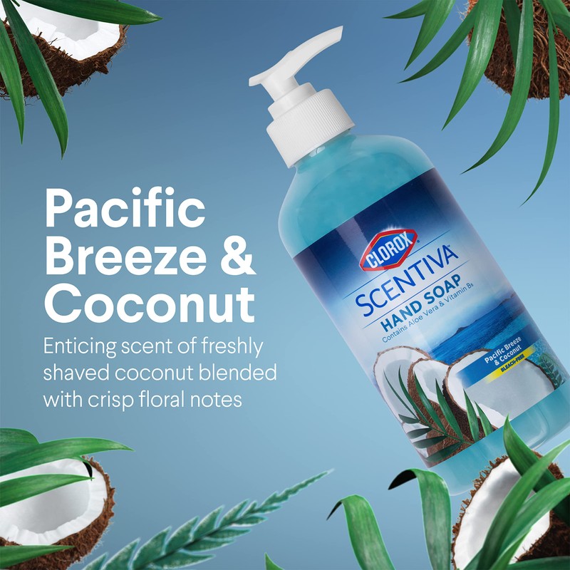 CLOROX Scentiva Liquid Hand Soap, Pacific Breeze & Coconut Scent