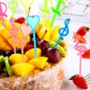 Hysagtek 200 Pcs Plastic Fruit Cocktail Appetizer Drinks Skewers Flamingo/Heart/Music
