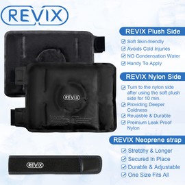 REVIX Ice Packs for Knee Injuries Reusable, Gel Ice Wraps with Cold Compression for Injury and Post-Surgery, Plush Cover and Hands-Free Application, A Set of Two, Black