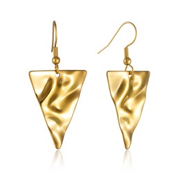 Gold Earrings for Women, Geometric Dangling Hook Earrings, Hypoallergenic Jewellery, Gift for Women, Girls, 18K gold-plated stainless steel, No Gemstone