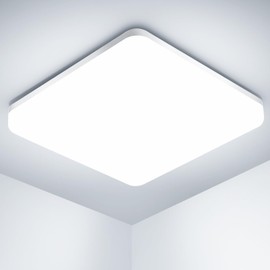 OUILA LED Ceiling Light, 20 W Ceiling Light for Kitchen, Bathroom, Living Room, Basement, Hallway, IP44 Waterproof, 2000 lm, 6500 K, Cool White Lighting Lamps, Square, 22 cm x 22 cm