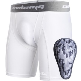 COOLOMG Youth Boys Baseball Sliding Shorts with Soft Foam Cup Athletic Protector Shorts for Baseball,Softball,Hockey,Lacrosse White