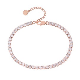 KRKC & CO Women's Anklet, Width 0.08 inch (2/3/4 mm), Tennis Anklet, Stainless Steel, Diamond Stone, 8.3 + 2.0 inches (21 + 5 cm) Adjuster, Zirconia, Tennis Bracelet, Glitter, Simple, Cute, Ankle