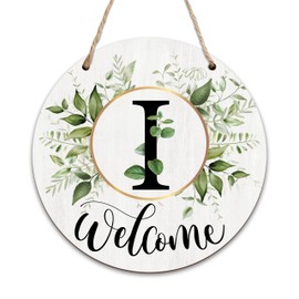 Letter I Wreaths Welcome Sign For Front Door, Greenery Boho Decorations Monogram Sign For Home, Initial Door Signs Wreath For All Seasons, Last Name Signs Housewarming Gifts For Friends Family -09