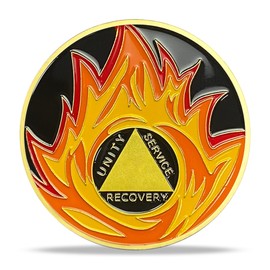 Flame Triangular Sobriety Coin – AA Chips and Medallions for Alcoholics Anonymous – Ideal Sobriety Gifts for Women & Men – Milestone Achievements Sobriety Chips, AA Coins & Medallion