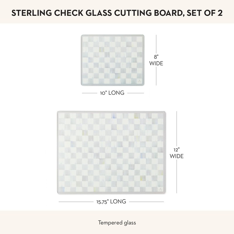 MACKENZIE-CHILDS Set of 2 Tempered Glass Cutting Boards, Countertop Cutting