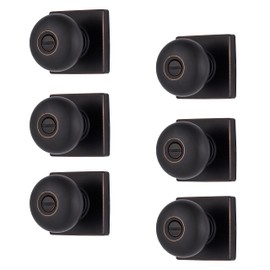 BRINKS – 6-Pack Tuscan Bronze Contemporary Bathroom Privacy Square Door Knob – Plate Doorknob with Lock Indoor Modern in Oil Rubbed Bronze