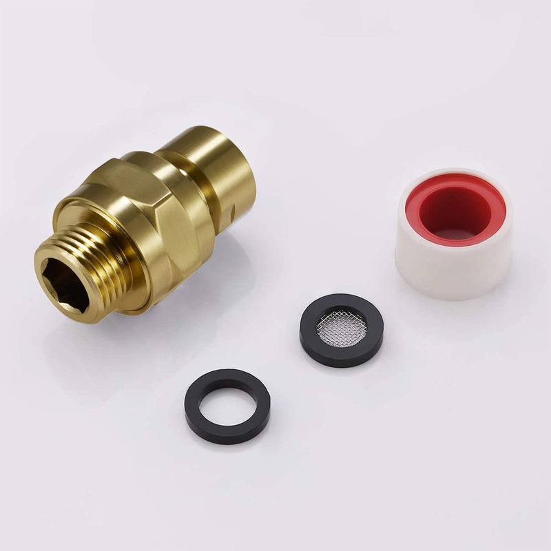 Brushed Gold Shower Head Adapter, Biveah Brass Shower Arm Swivel