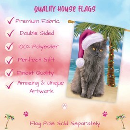Doggie of the Day Selkirk Rex Cat House Flag - Christmas Summertime Beach - Outdoor Double Sided Pet Home Garden Decor 28"w x 40"h, HFLG61704