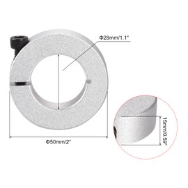 MECCANIXITY Shaft Collar 1.1 Inch Bore Single Split Aluminum Clamping Collar Shaft Collars with Set Screw Silver Tone 2 Pack