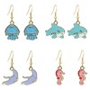 QUPENGXU 4 Pairs Personality Marine Organism Earrings seahorse octopus Drop