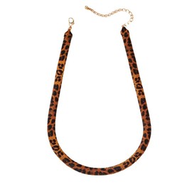 Vintage Leopard Print Choker Necklace for Women Classic Leather Leopard Necklace Luxurious Trendy Cheetah Bracelet Striped Choker Necklace Birthday Party Christmas Beach Jewelry (Yellow Brown)