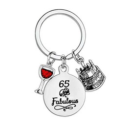 MADHAHEFU Birthday Gifts Live Laugh Love Birthday Keychains for Women Girls Inspirational Gifts for Friends Female (65th Birthday)