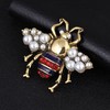 Acxico 2Pcs Vintage Simulated Rhinestone Pearl Bee Pin Brooch Antique