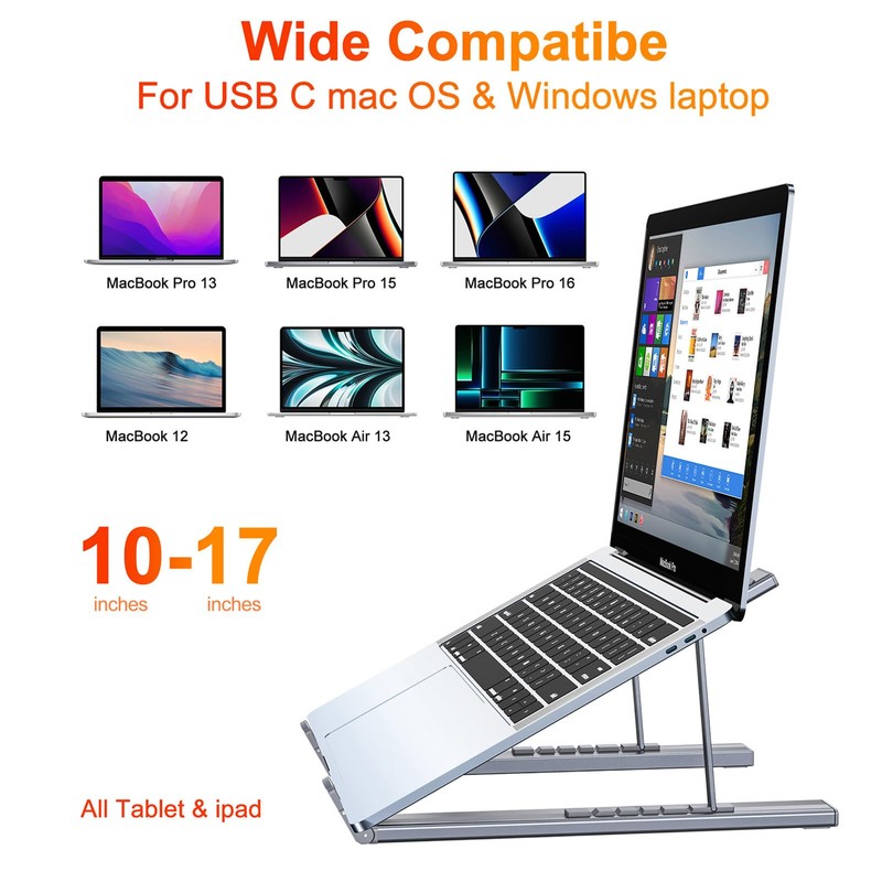 SZZCNOX USB-C Docking Station Laptop Stand, 8-in-1 USB C Hub