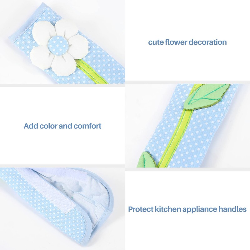 Atelierate 2PCS Pastoral Flower Polka Dot Door/Refrigerator Handle Cover Fridge