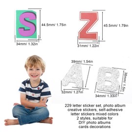 TIANLIN 229 Stück Buchstaben Sticker, Retro Sticker für Fotoalbum, Selbstklebend Buchstaben Aufkleber, 2 Stile, Wasserfest, für Dekoration, Schenken, Heimwerken