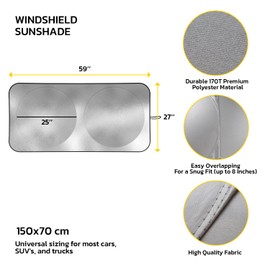 Seal Skin Car Windshield Sun Shade, Foldable Auto Front Window Sunshade Protection for UV and Sun Heat Protection and Keeps Your Vehicle Cool Universal fit for Most Cars, SUV, and Truck (150cm X 70cm)