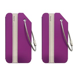 Luggage Tags,2Pack Aluminum Luggage Tags for Baggage Handbag-Luggage Tag Holders for Travel Luggage Baggage Identifier by Merimang (Purple 2Pack)
