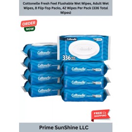 Cottonelle FreshFeel Flushable Wet Wipes for Adults and Kids, 8 Flip-Top Packs