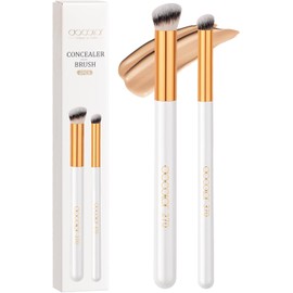 docolor Set de Brochas Correctoras 2PZ Anguladas Pequeñas para Ojos, Nariz y Contorno, Punta Plana Tipo Kabuki para Corregir, Difuminar y Sellar, Acabado Profesional