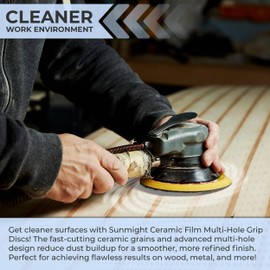 Sunmight Ceramic Film Multi-Hole Grip Discs – 120 Grit 6 Inch Sanding Discs Hook and Loop – High Dust Extraction, Fast Cutting & Durable – Polyester Film Backing for Automotive, Marine, Wood & Metal