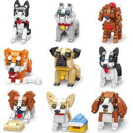 APENGBAOL Party Favors Micro Mini Building Blocks 9 Pack Dogs Set,Adorable Dogs Building Toy Set, Party Favors Birthday Gift for Kids (1102PCS)