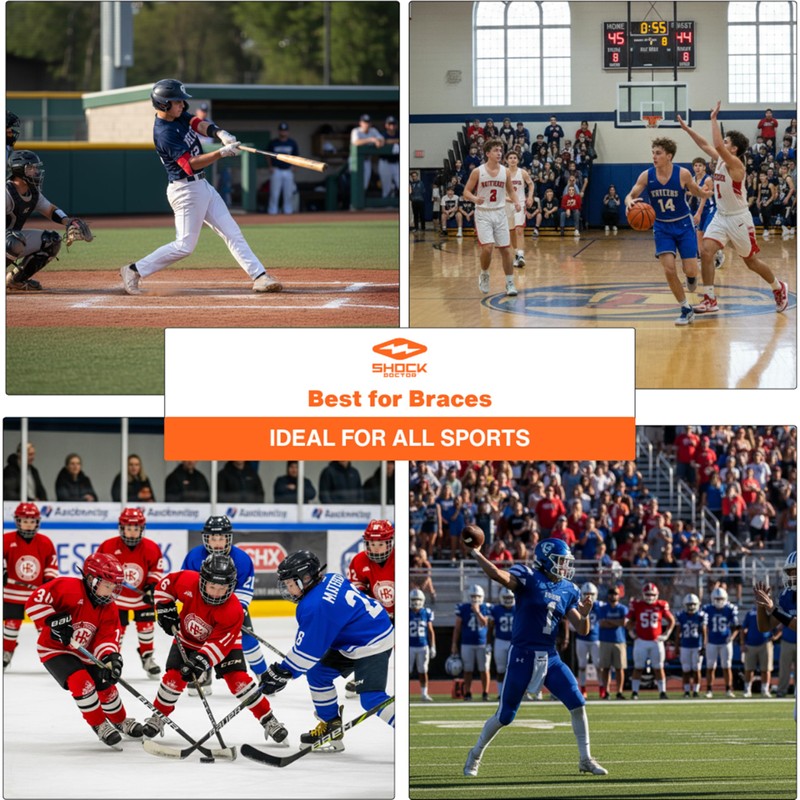 Shock Doctor Mouth Guard for Braces, Upper Teeth Protection, Instant