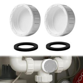 2 Pcs Sink Blanking Cap, Blanking Cap for Washing Machine, Waste Pipe Caps with Female Thread, 1/4 PVC Kitchen Sink Waste Pipe Blanking, Includes Sealing Rubber Rings, for Sealing Joints and Pipe Ends