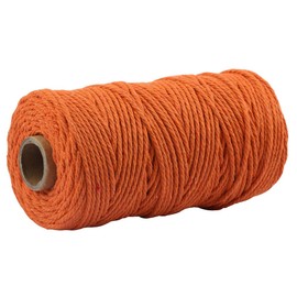 3mmx100m Macrame Cotton Cord 4 Strand Twisted Twine Strings Rope for Wrapping Plant Hanger Knitting Tapestry DIY Home Craft (Orange)
