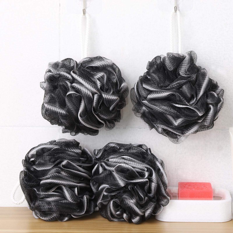 BTYMS 4 Pieces Shower Loofahs Bath Scrunchies 75g/pcs Large Bath