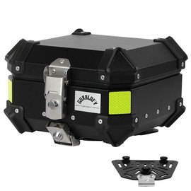 Gurblofy Motorcycle Top Case, 15L Aluminum Compact Motorcycle Top Box with Anti-Theft Lock System, Waterproof, Easy Installation with Universal Bracket, For Urban Commuter, Black, GBTC-15BL