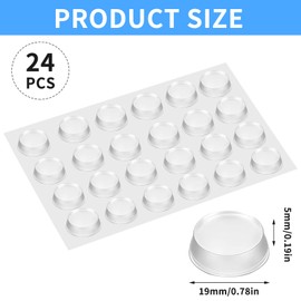 KQDRAVINE Pack of 24 Non-Slip Pads for Glass Table Tops, Elastic Buffers, Transparent, Rubber Nubs for Glass Tabletops, Photo Frames, Furniture, Kitchen Cabinets, 5 mm Thick